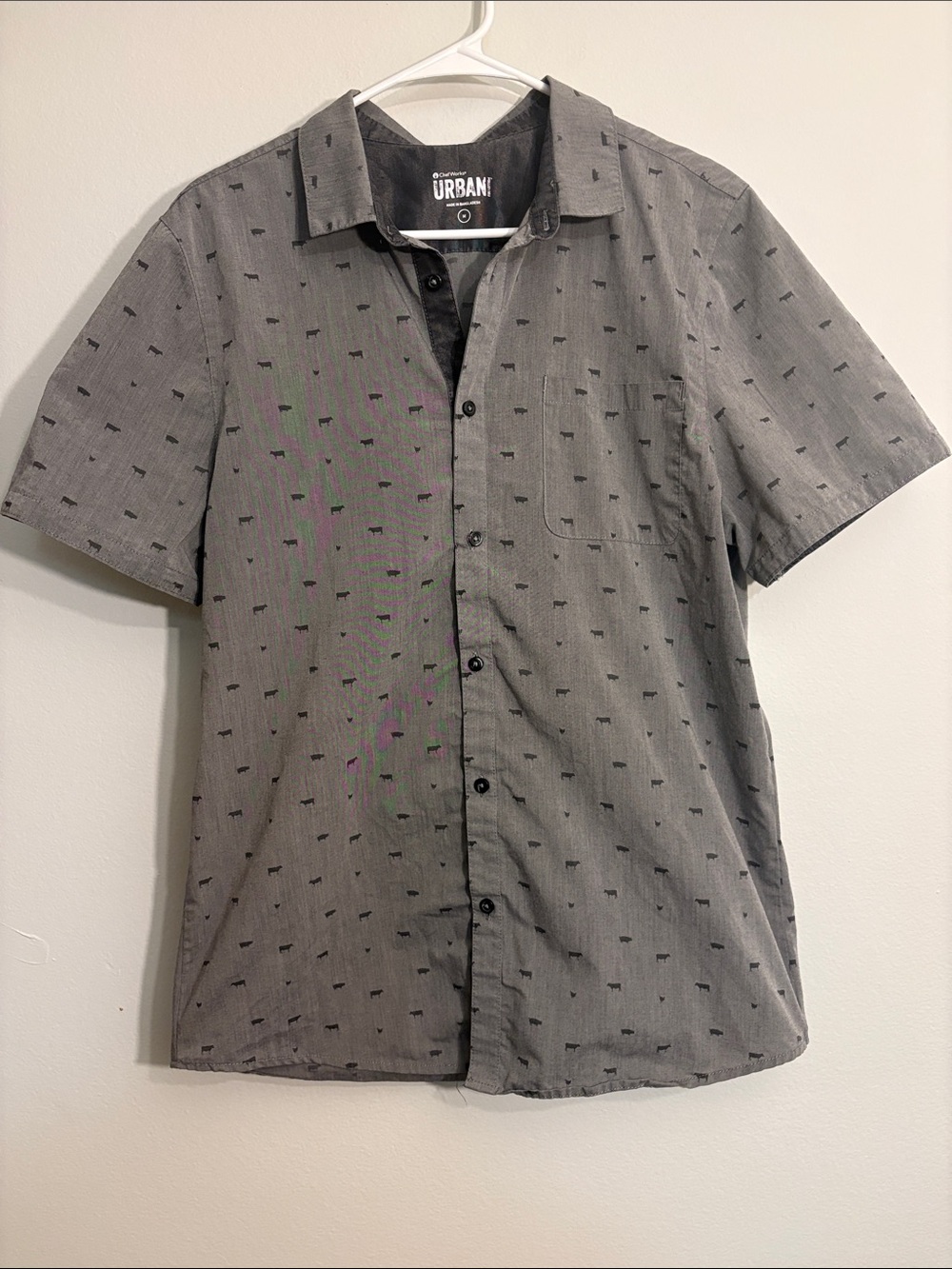 Urban chef Gray Short-Sleeve Button-Up Shirt animal meat chef butcher farm